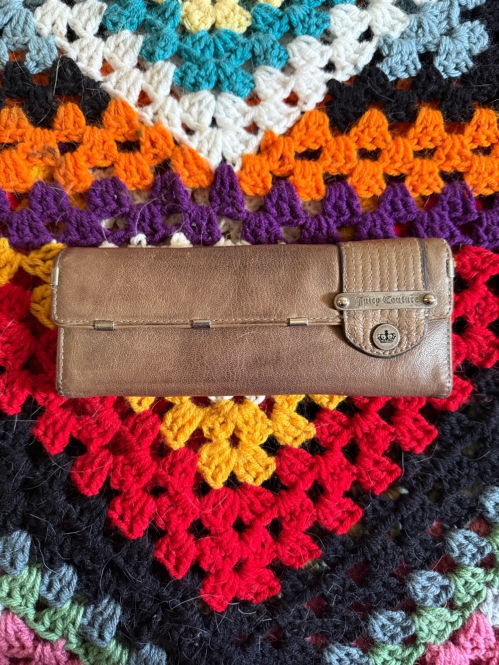 Juicy Couture Vintage Y2K Mad Money Brown Leather Clutch Wallet